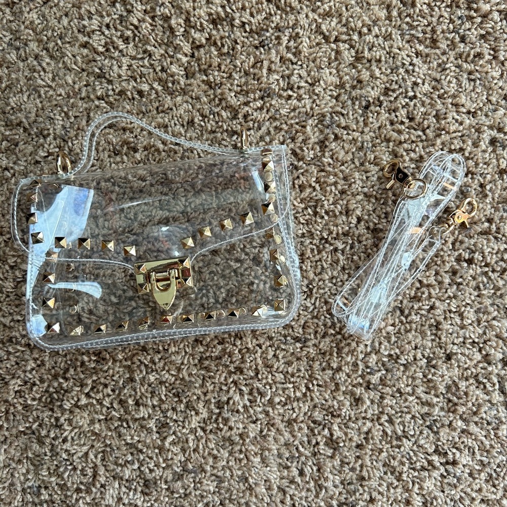Source Unknown Clear Crossbody Bag with Gold Accents